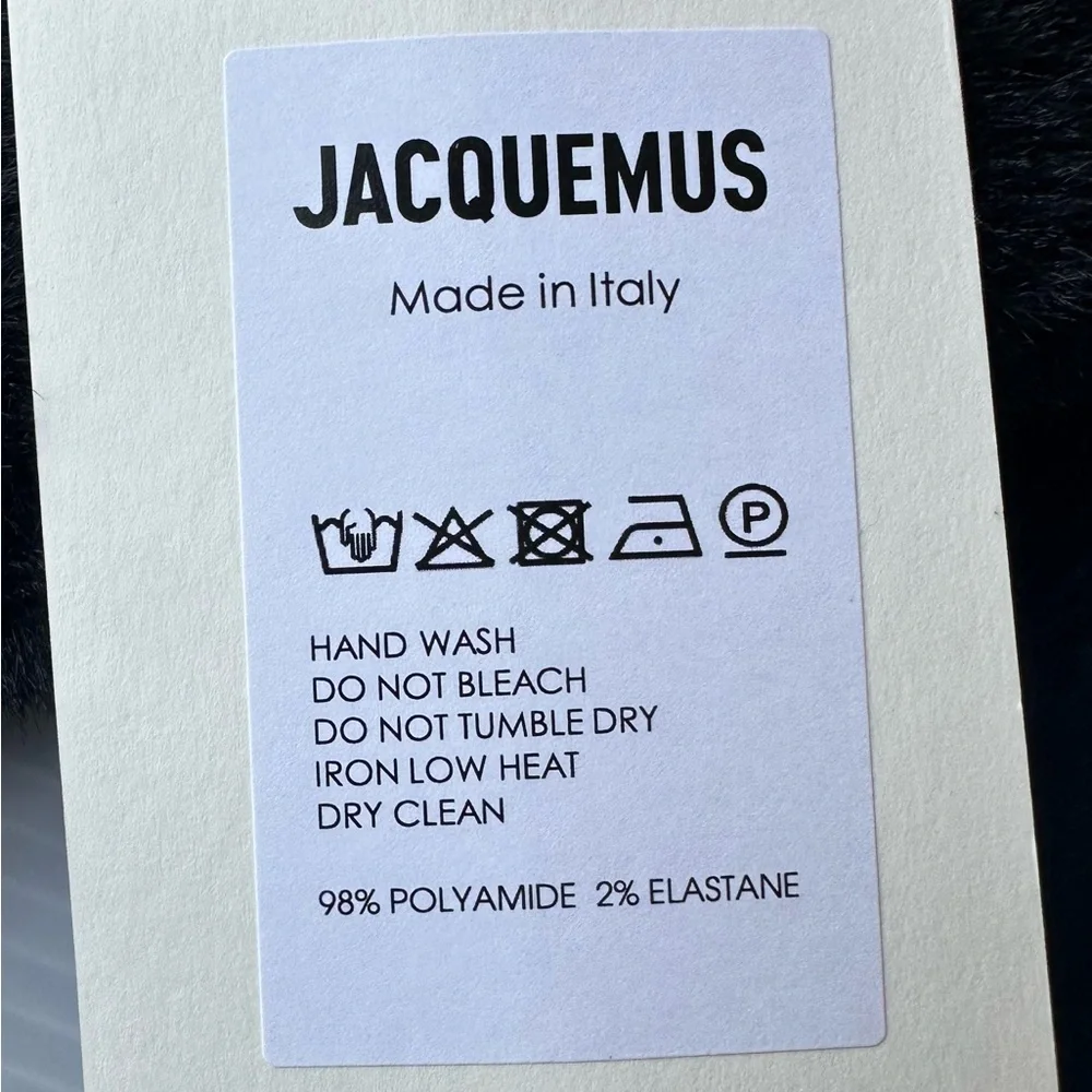 Jacquemus LES NEVE FLUFFY LOGO-EMBROIDERED GLOVES IN BLACK NWT